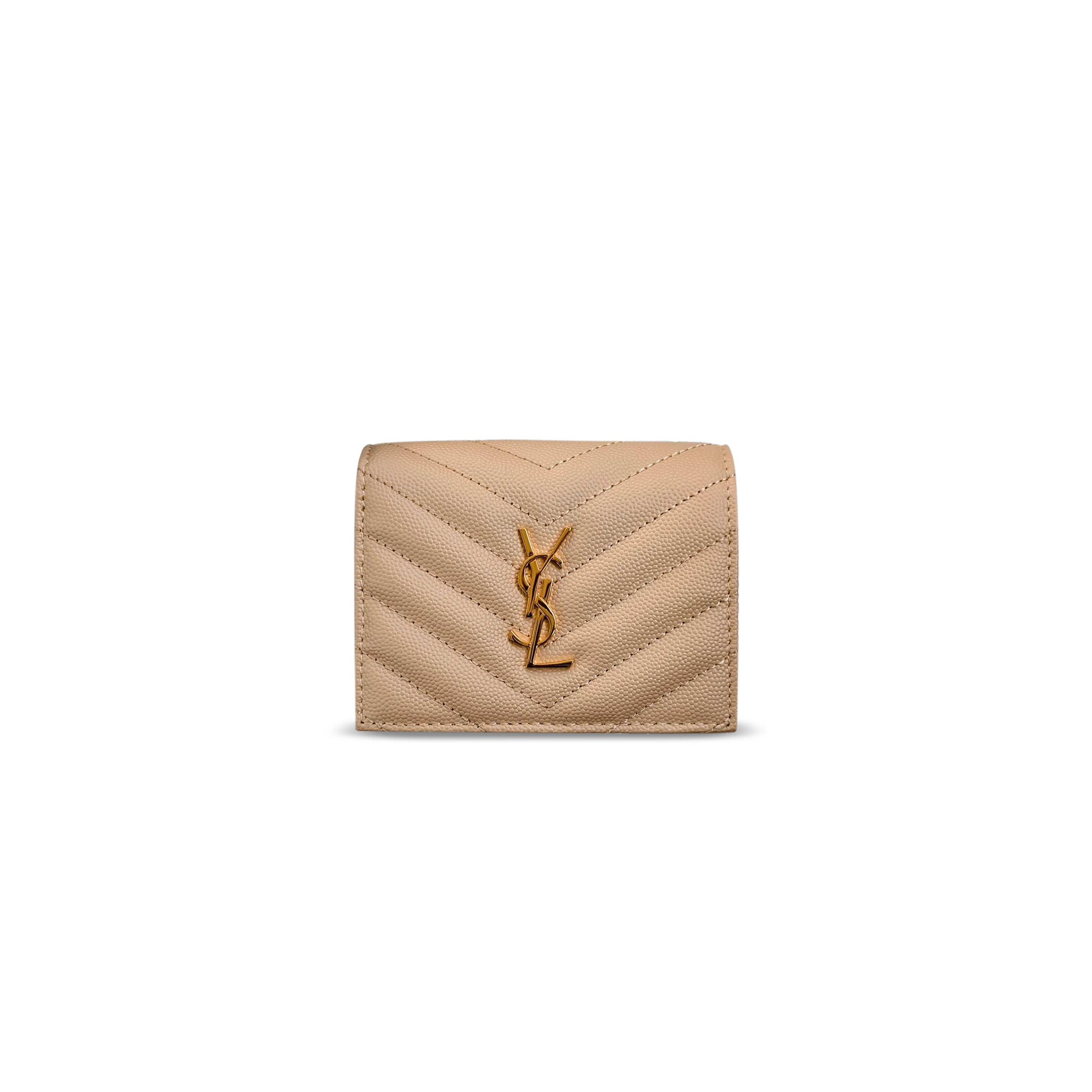 YSL CASSANDRE MATELASSÉ FLAP CARD CASE IN GRAIN DE POUDRE LEATHER 668290 (11*8.5*3cm)